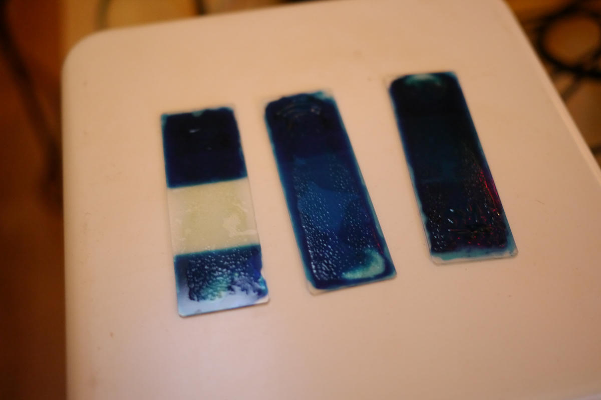 Drying the developed slides on a hotplate