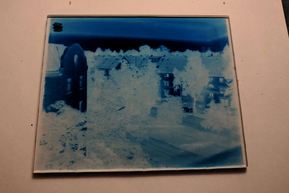 In camera cyanotype negative