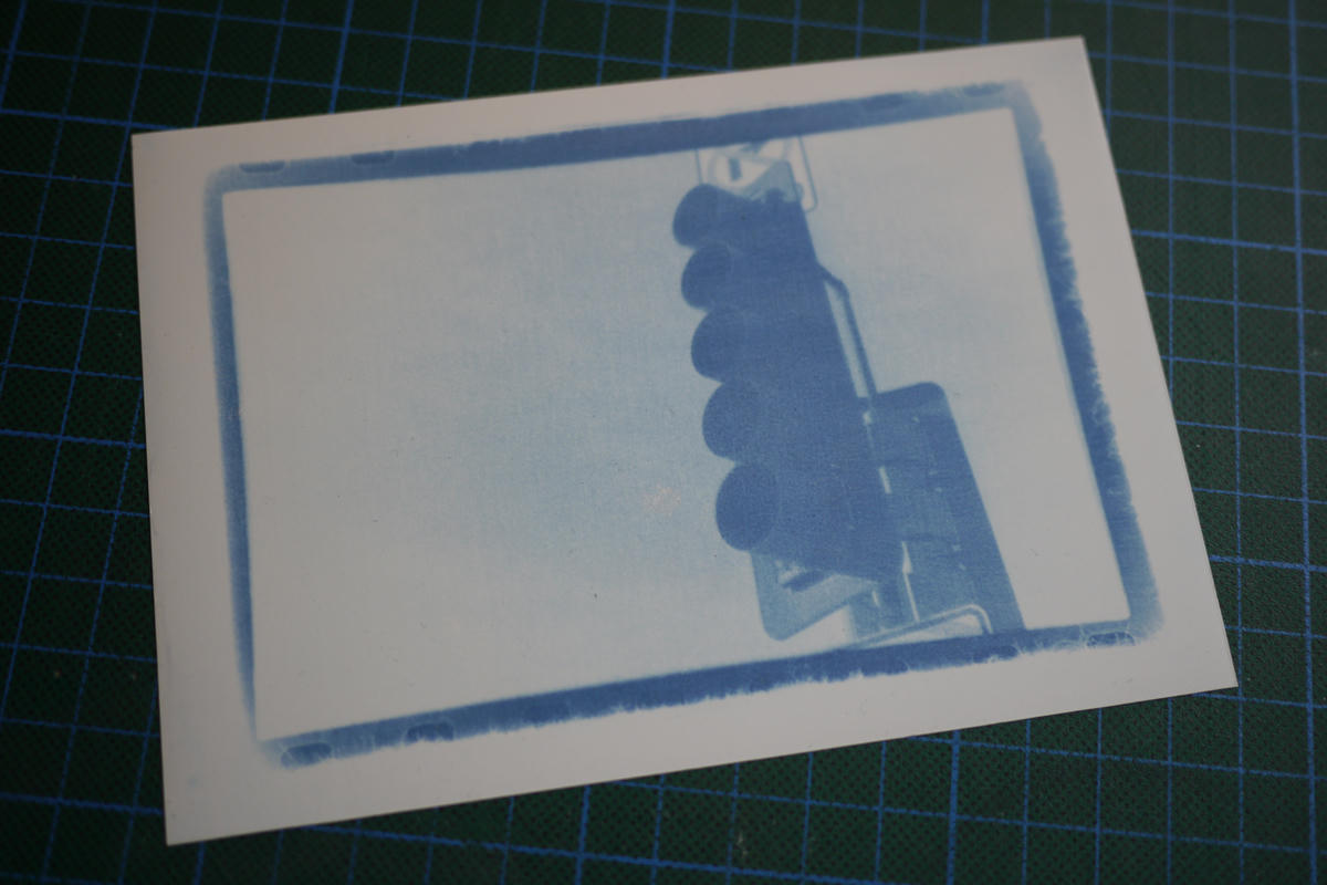 Cyanotype print made from 35mm film Cyanotype print made from 35mm film