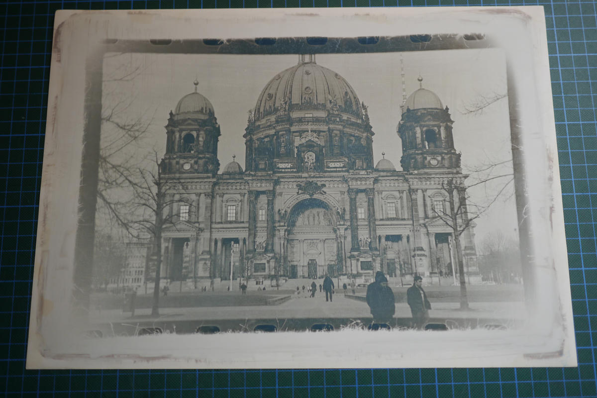 Toned cyanotype print made from 35mm film Toned cyanotype print made from 35mm film