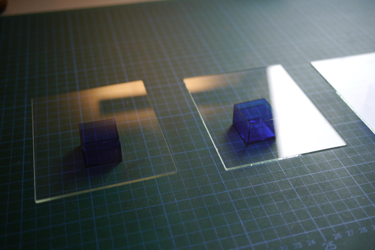 Cleaned plates set up ready for coating Cleaned plates set up ready for coating