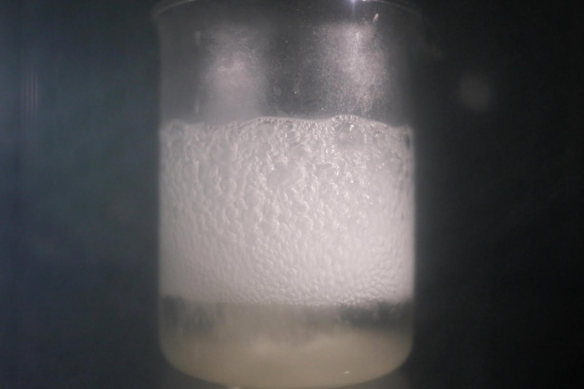 First round of boiling in the microwave, still very foamy First round of boiling in the microwave, still very foamy