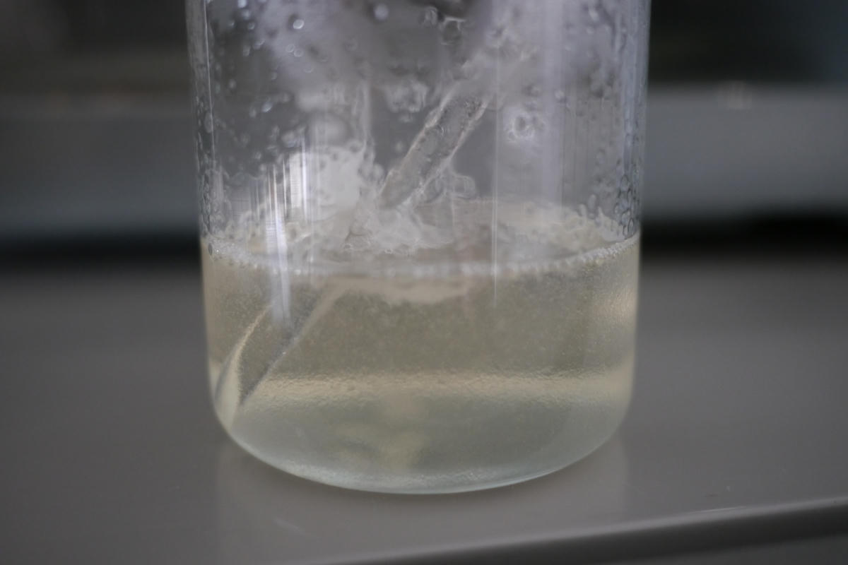 Giving it a stir after the first round of boiling. Still very bubbly and lumpy looking Giving it a stir after the first round of boiling. Still very bubbly and lumpy looking